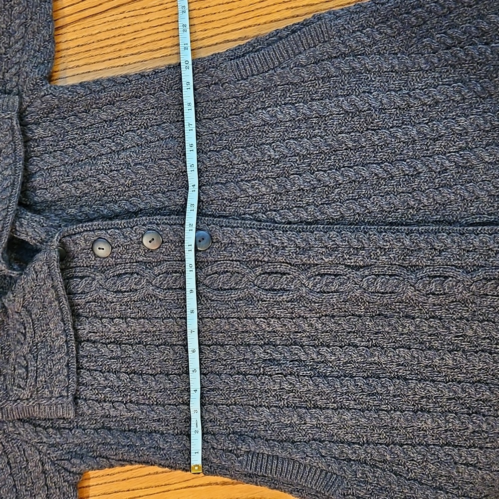 Aran Craft Cardigan | Large  Collar | Forest Green | Button Up | Pockets Size S - Picture 14 of 16